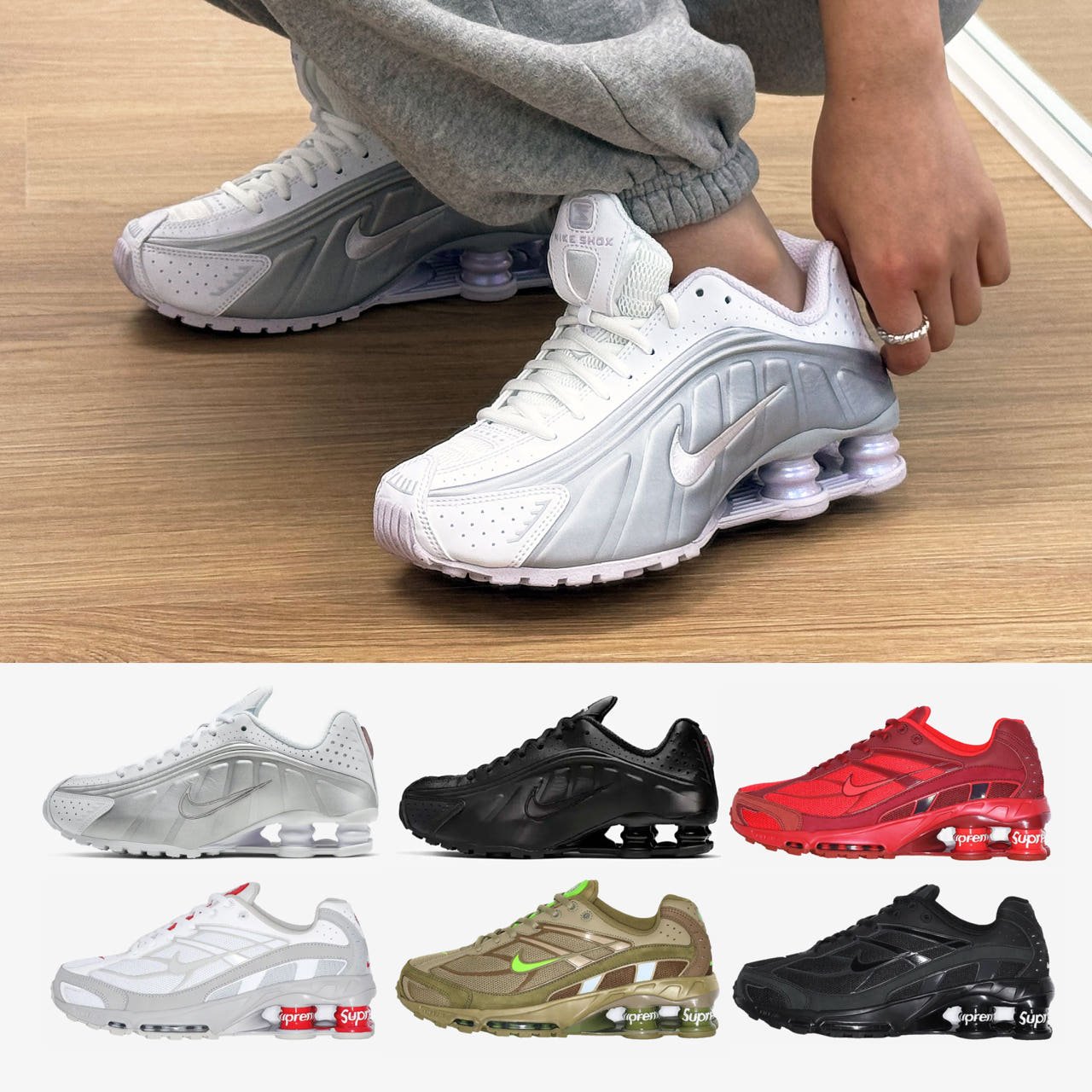 eb8671c17a1c67dde81f51d3 나이키 마틴로즈 슈프림 샥스 라이드 2 TL R4 화이트 블랙 나이키 X 슈프림 샥스 라이드 2 SP - 이미지 1